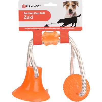 Flamingo - Jouet avec ventouse et balle. gamme ZUKI couleur orange pour chi