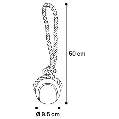 Jouet Corde à tirer avec balle Bleu ø 12 cmx 50 cm pour chien