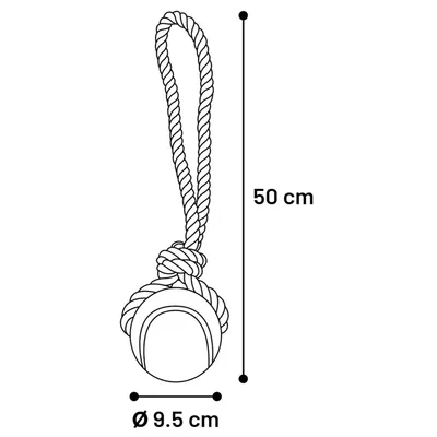 Jouet Corde à tirer avec balle Bleu ø 12 cmx 50 cm pour chien