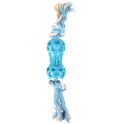 Jouet pour chien haltère + corde en TPR 34 cm  – Flamingo