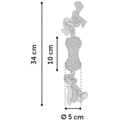 Jouet pour chien haltère + corde en TPR 34 cm  – Flamingo