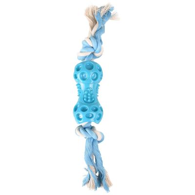 Jouet pour chien haltère + corde en TPR 34 cm  – Flamingo