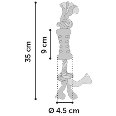 jeux Tube + corde  35 cm LINDO en TPR pour chien