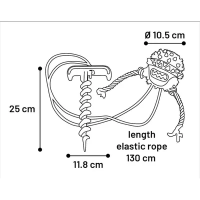 Balle avec une corde élastique et piquet pour fixer sol pour chien