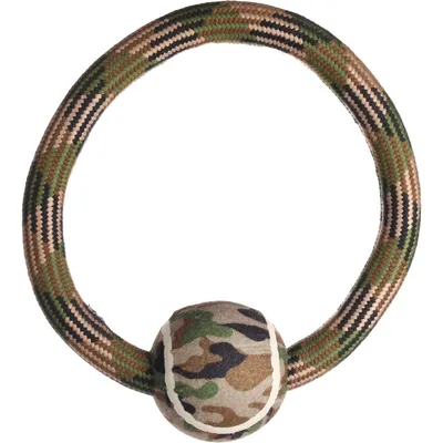 Jouet Anneau Corde avec balle Camouflage ø27 cm pour chien