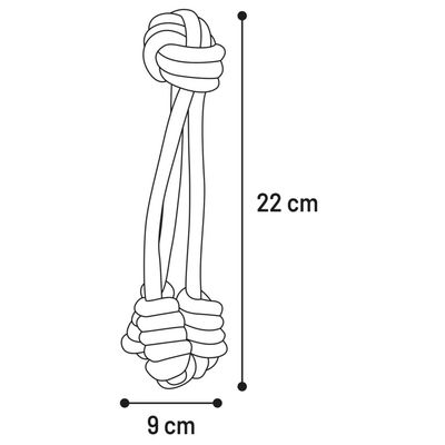 Jouet 3 cordes avec balle nouée ø 5 cm x 22 cm pour chien