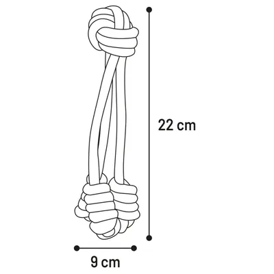 Jouet 3 cordes avec balle nouée ø 5 cm x 22 cm pour chien