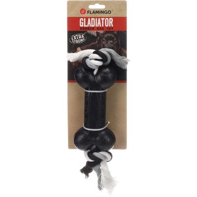 jeux caoutchouc Gladiator haltère et corde 18 cm pour chien