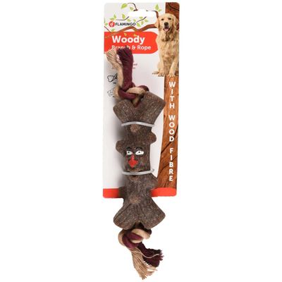 Flamingo - Jouet pour chien Woody branche avec corde 15 cm