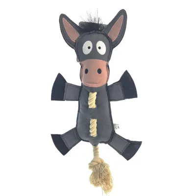Jouet ÂNE gris avec corde 40 cm pour chien