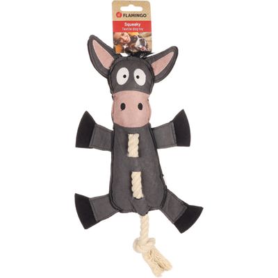 Jouet ÂNE gris avec corde 40 cm pour chien