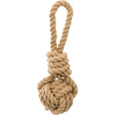 Corde de jeu avec balle tressée diametre 7 long 20 cm pour chiens