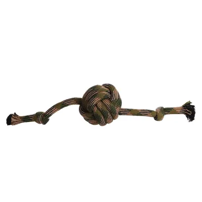 Jouet Balle nouée Corde avec 2 nœuds Camouflage 65 cm pour chien