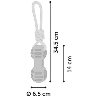 Jouet pour chien haltère + corde à tirer en TPR 34,5 cm  – Flamingo