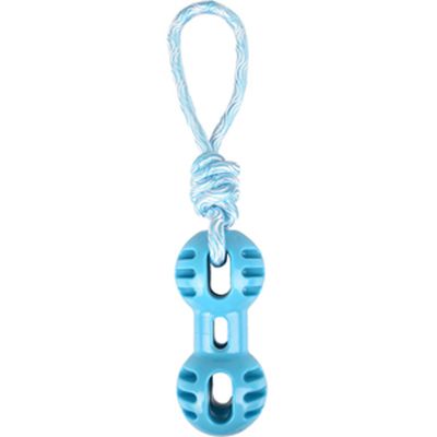 Jouet pour chien haltère + corde à tirer en TPR 34,5 cm  – Flamingo