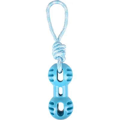 Jouet pour chien haltère + corde à tirer en TPR 34,5 cm  – Flamingo