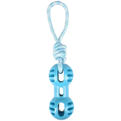 Jouet pour chien haltère + corde à tirer en TPR 34,5 cm  – Flamingo