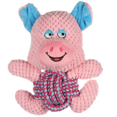 Flamingo - Jouet Cochon rose avec corde longueur 21 cm  pour chien