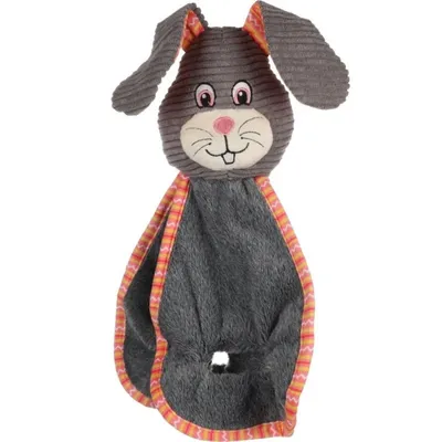 Lapin gris tissus bruissant, 42 cm, jouet peluche pour chien