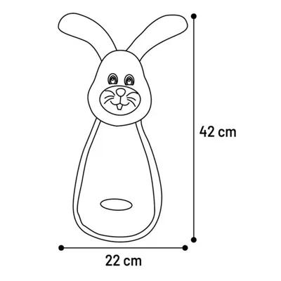 Flamingo - Lapin gris tissus bruissant, 42 cm, jouet peluche pour chien