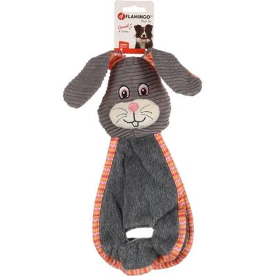 Lapin gris tissus bruissant, 42 cm, jouet peluche pour chien