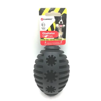 Flamingo - Jouet pour chien Gladiator Rugby L Noir 12 cm ø 8.5 cm extra str Flamingo - Jouet pour chien Gladiator Rugby L Noir 12 cm ø 8.5 cm extra str