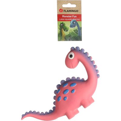 jeux Dinosaure rose en latex hauteur 14.5 cm pour chien