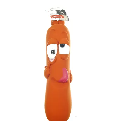 Jouet latex Tipsy saucisse brun taille ø 8 cm x  30.5 cm pour chien