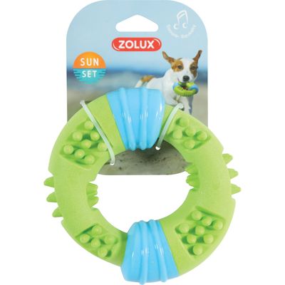 zolux - un Jouet anneau Sunset 15 cm vert pour chien