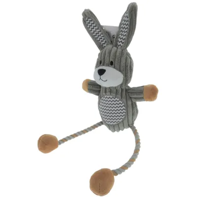Flamingo - Jouet lapin Gommy gris, avec jambes cordes, 45 cm, pour chien
