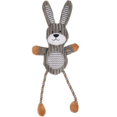 Jouet lapin Gommy gris, avec jambes cordes, 45 cm, pour chien