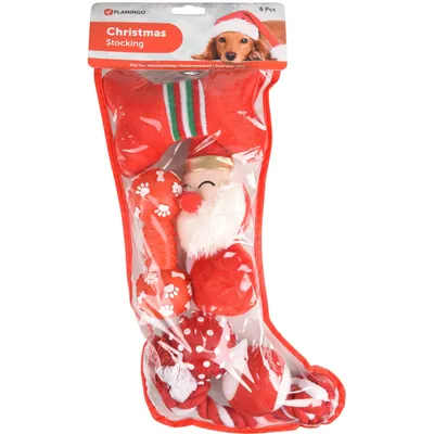 Flamingo - 6 Jouets dans une chaussette pour Noël, jouet pour chien