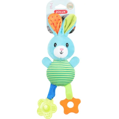 zolux - Peluche rio lapin vert anneau à mordiller 29 cm jouet pour chiots