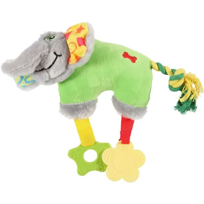 zolux - Jouet en peluche PUPPY Éléphant vert  25 cm pour chiots