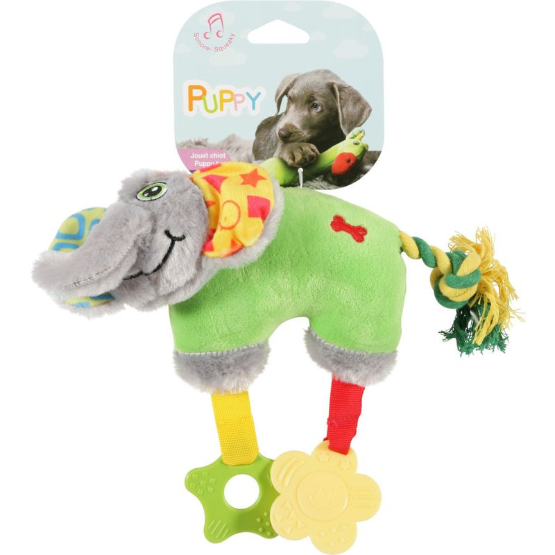 zolux - Jouet en peluche PUPPY Éléphant vert  25 cm pour chiots