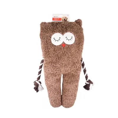 Peluche XL Hibou BONNY brun longueur 65 cm jeux pour chien