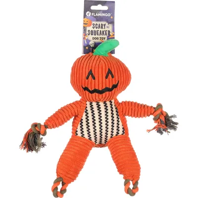 Flamingo - Jouet Bunut Citrouille Orange Halloween 32 x 30 cm pour chien