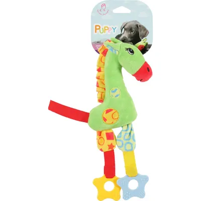 zolux - Jouet en peluche PUPPY Girafe verte .  30 cm. pour chiots.