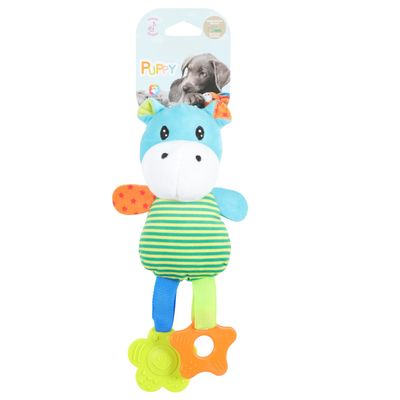Peluche rio hippopotame vert anneau à mordiller 26 cm jeux pour chiots