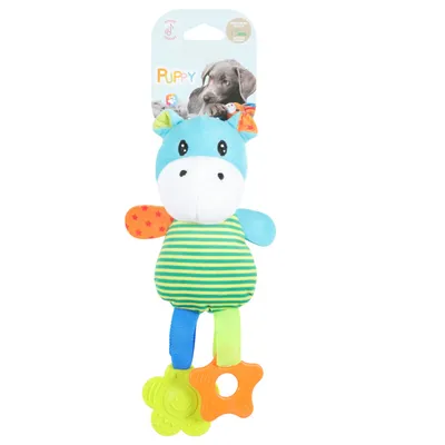 Peluche rio hippopotame vert anneau à mordiller 26 cm jeux pour chiots
