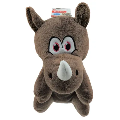 Flamingo - Peluche Henny Rhino couleur taupe hauteur 40 cm jouet pour chien