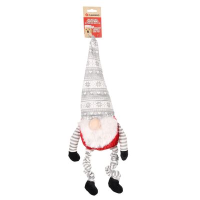 Jouet Noël  Gnome gris et  Bardo 58 cm pour chien