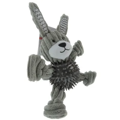 Flamingo - Jouet lapin Gommy gris, avec balle picots TPR, 25 cm, pour chien