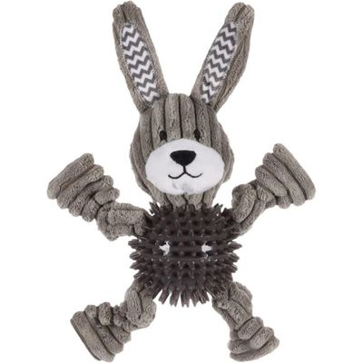 Jouet lapin Gommy gris, avec balle picots TPR, 25 cm, pour chien