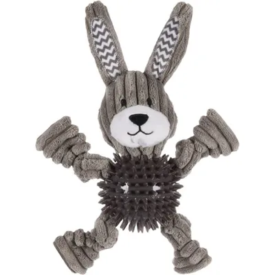 Jouet lapin Gommy gris, avec balle picots TPR, 25 cm, pour chien