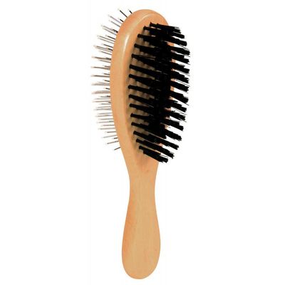 Brosse double face bois 6 x 21 cm pour chat et chien