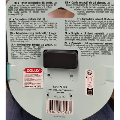 Etrille retractable 18 dents pour chiens.