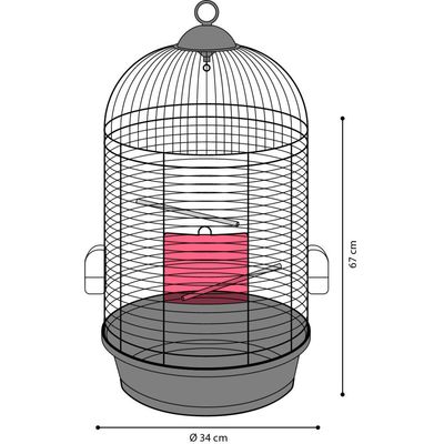 Une cage perruche SANNA II,  ø 34 x 67 cm.