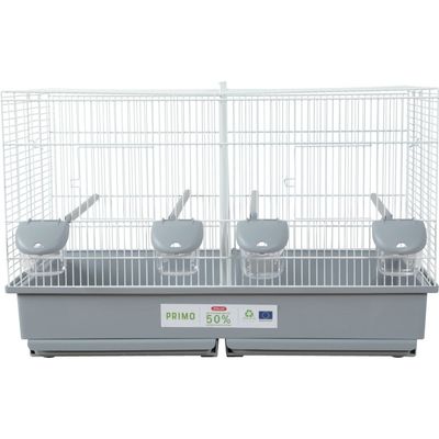 Cage primo 67 blanche et grise D 71.5 x 33.5 x 41 cm pour oiseaux.
