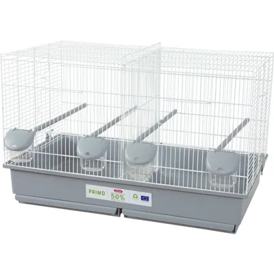 Cage primo 67 blanche et grise D 71.5 x 33.5 x 41 cm pour oiseaux.